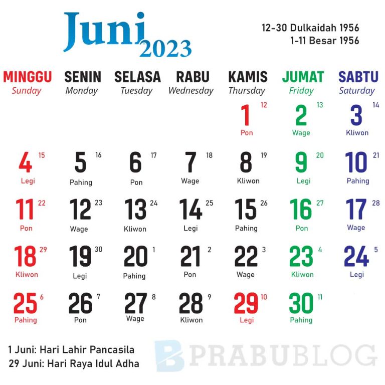 kalender nasional juni 2023