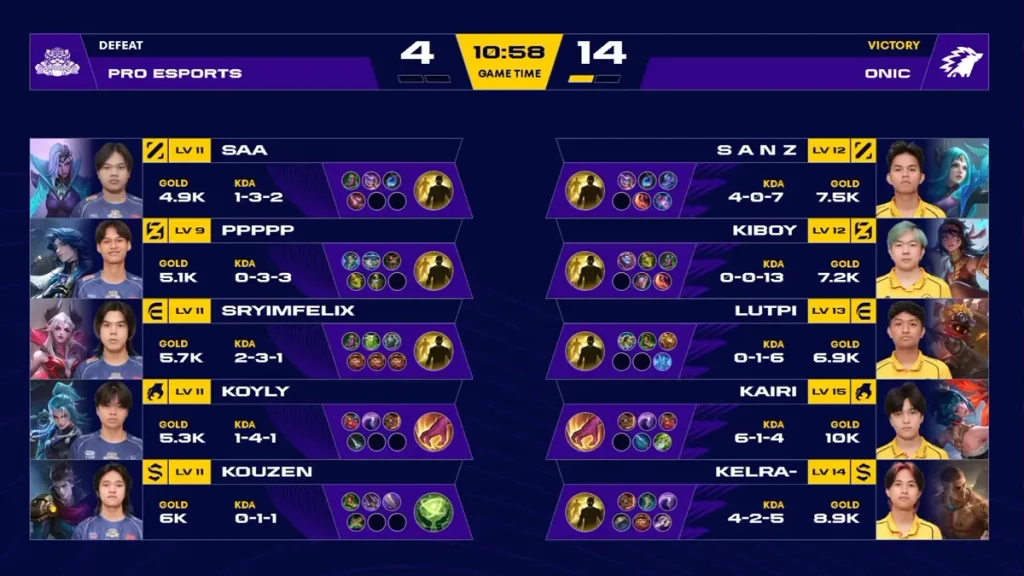 game 1 onic vs pro esports gotf 2026