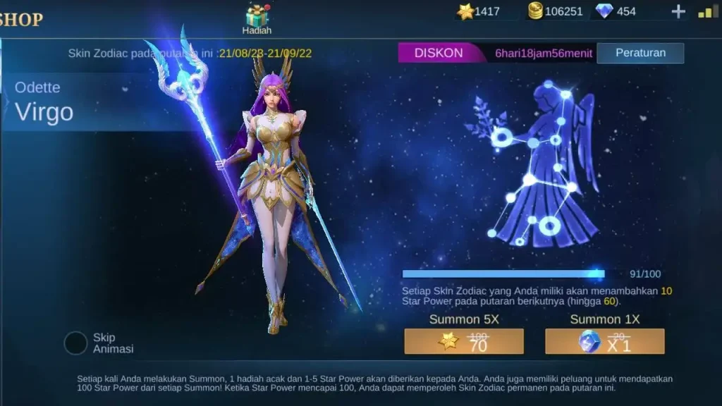 odette virgo mlbb mode hemat