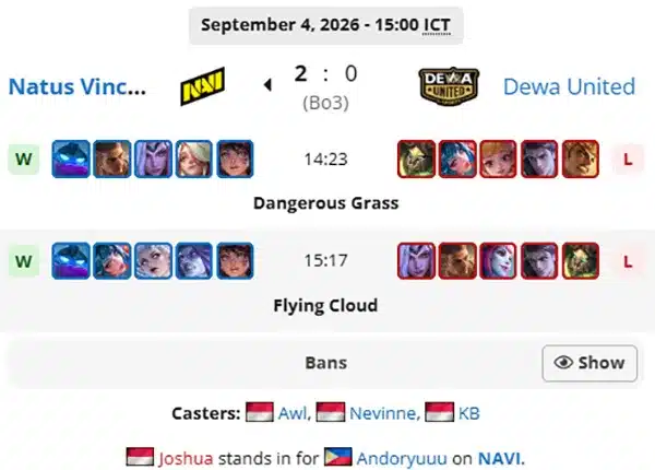 statistik navi vs dewa